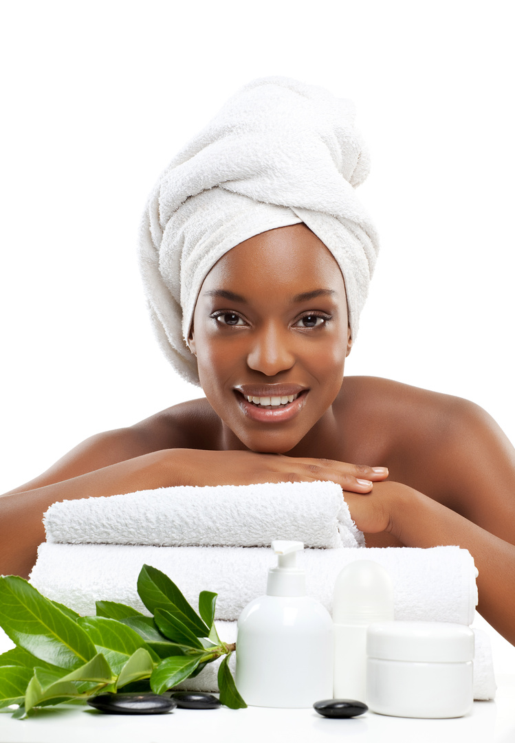 black woman enjoying spa